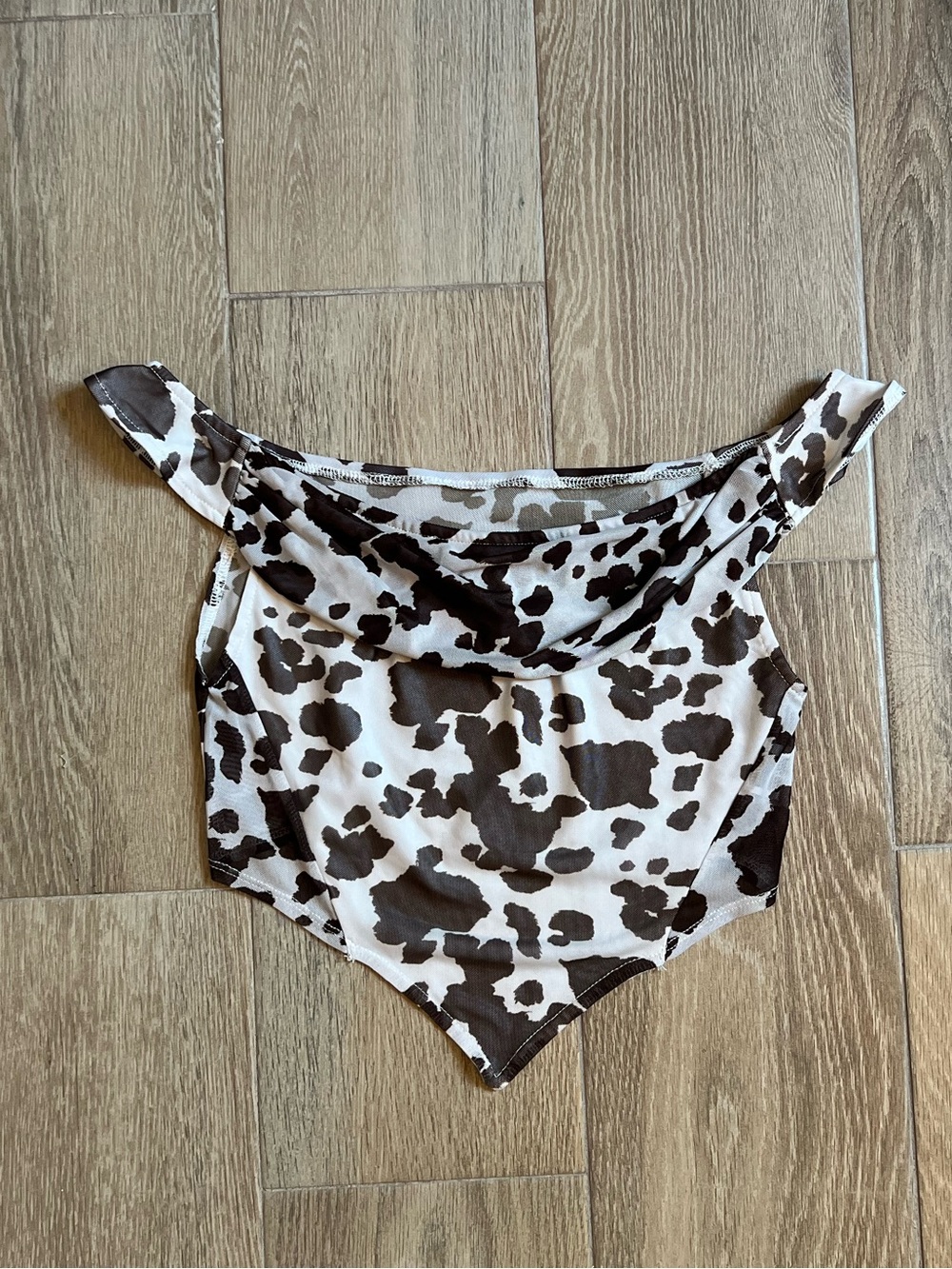 Cow Print Off-Shoulder Crop Top